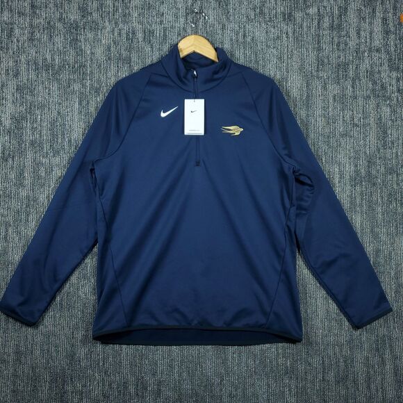 Nike Mens L Dri Fit Blue Pullover Qtr 1/4 Zip Dry Fit Sweater Martell Cognac NWT - Picture 2 of 16